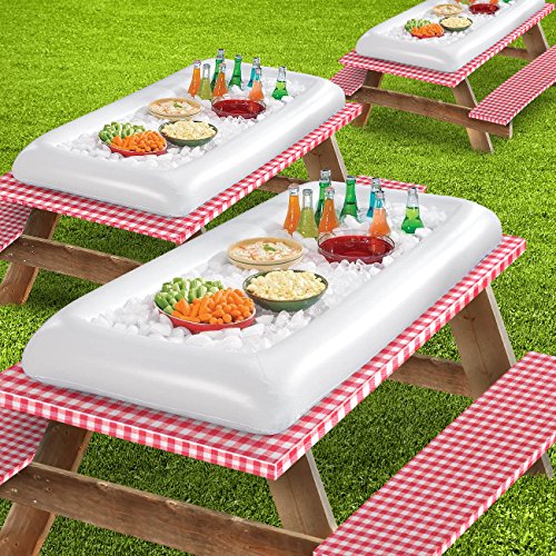 Sorbus White Inflatable Drinks & Food Serving Bar with Drain Plug (3 Salad Bars)