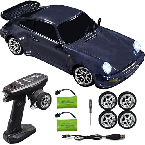 LD1899 1/18 RC Drift Car GTR R34 2.4GHz RWD with Gyroscope on-Road Alloy Body Shell Racing Cars Radio Control (Blue)