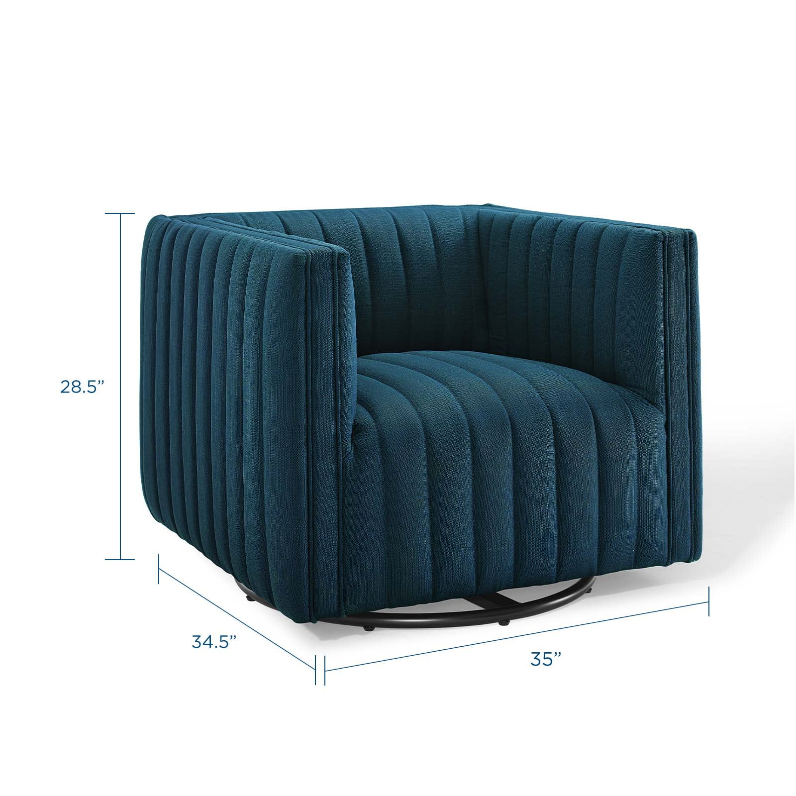 Modway Conjure Tufted Swivel Upholstered Armchair in Azure