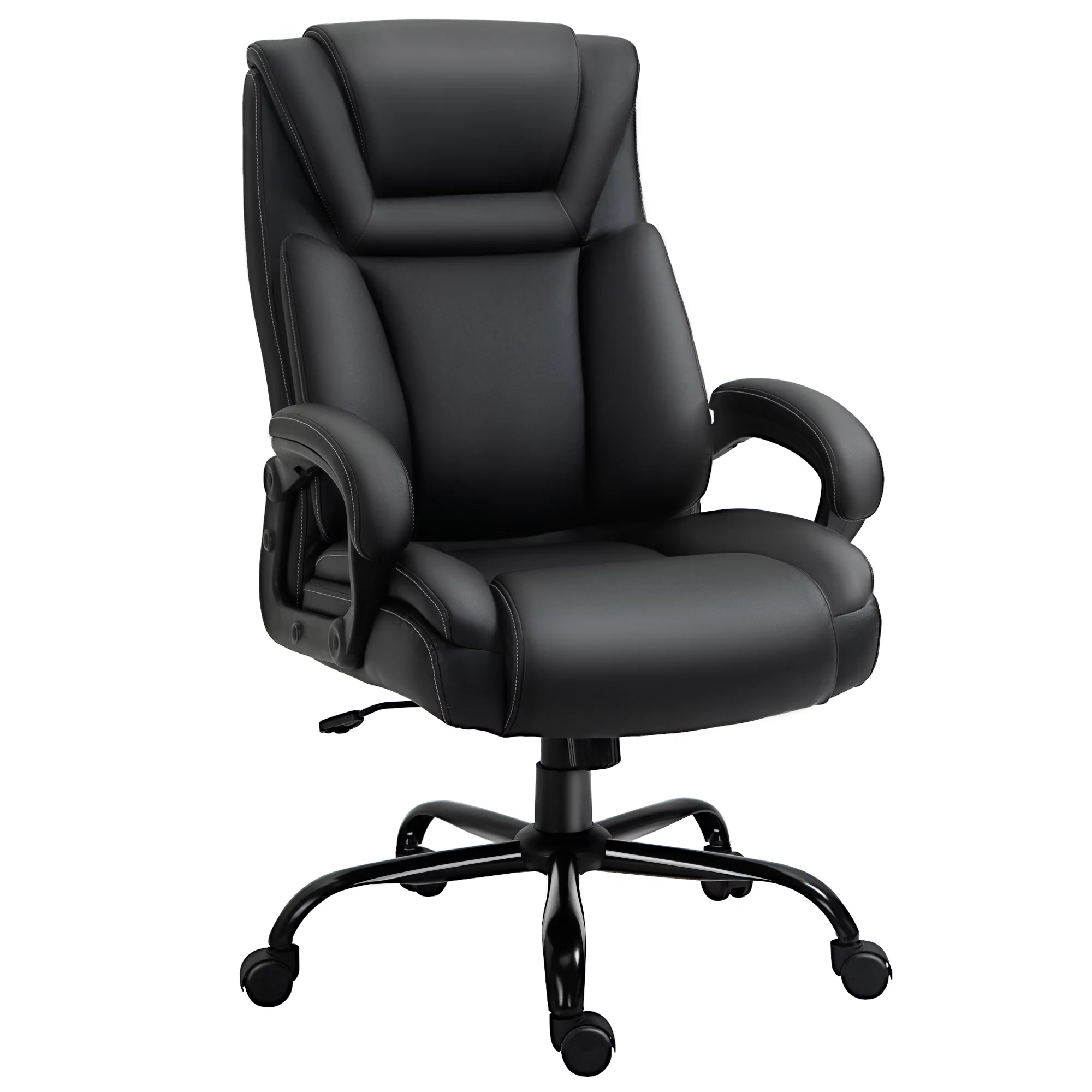 Vinsetto Big and Tall Executive Office Chair 400lbs Computer Desk Chair with High Back PU Leather Ergonomic Upholstery, Adjustable Height and Swivel Wheels, Black