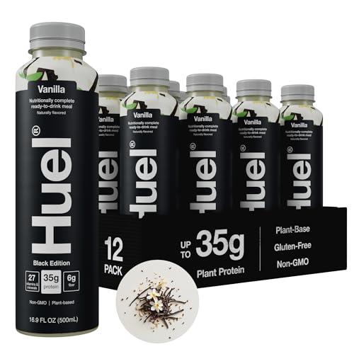 Huel Ready-to-Drink | Chocolate Meal Replacement Drink | High Protein Drink | Nutritionally Complete, Low Sugar, High Fiber, Plant Based, Vegan, Healthy | 20g Protein Per Bottle | 16.9 Fl Oz (12 Pack)