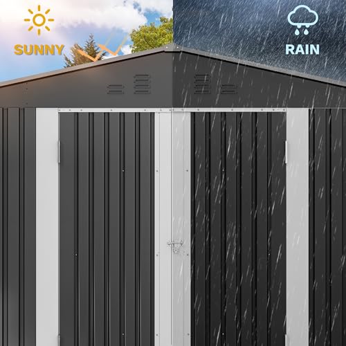 DWVO 6x4ft Storage Shed for Outdoors, Metal Sturdy Weatherproof Tool Locker with Secure Door and Ventilation for Equipment, Mowers, Bikes, Outdoor Spaces, Dark Gray