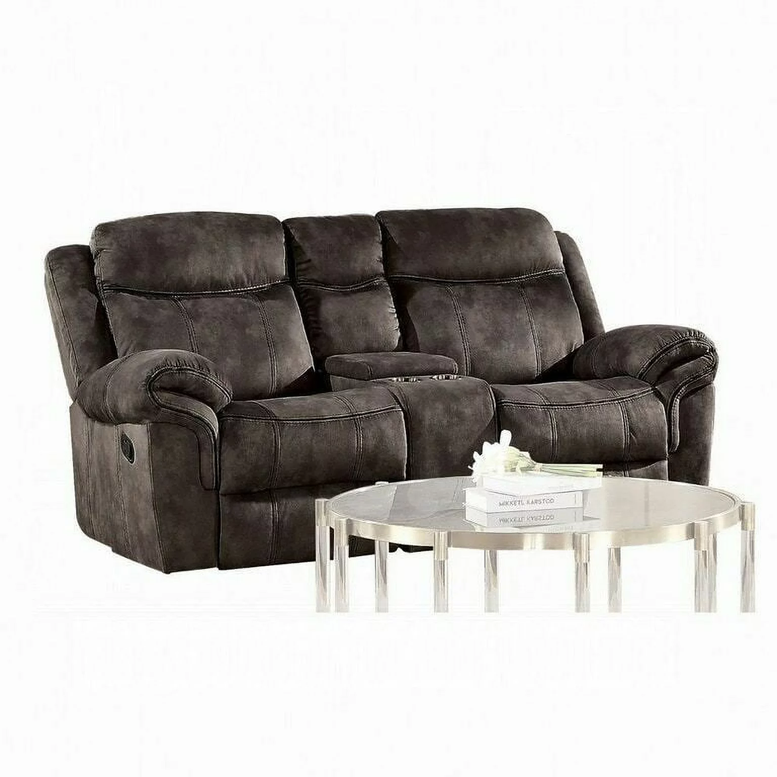 Contemporary Style 2pc Motion Sofa Set Chocolate Velvet Living Room Furniture