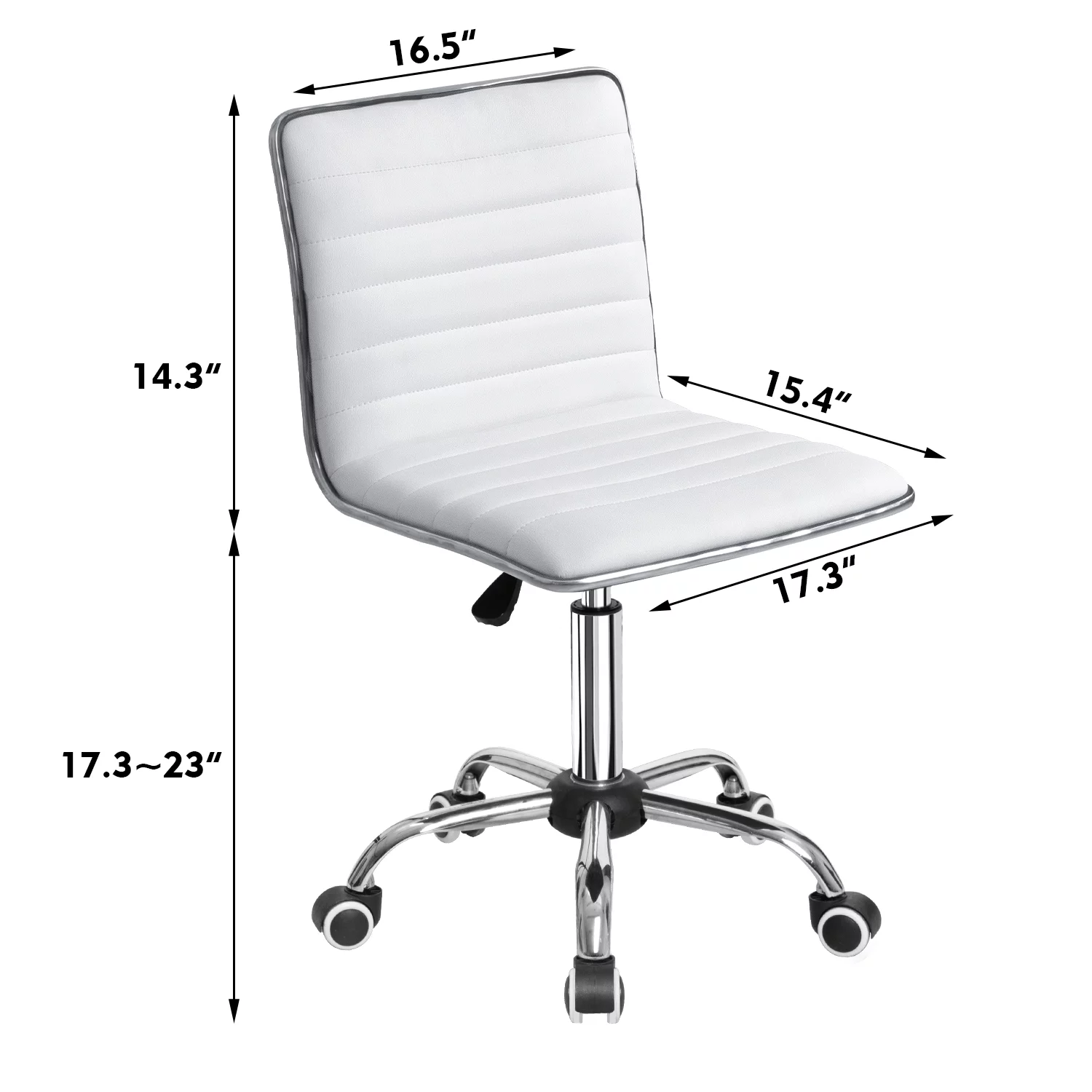 Furmax Mid Back Faux Leather Office Desk Computer Task Chair, with Armless, White