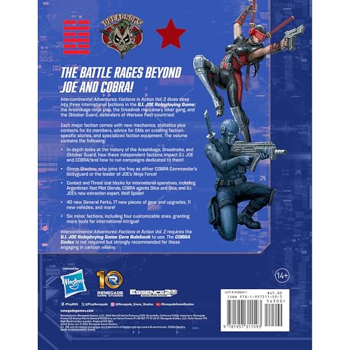 Renegade Game Studios: G.I. Joe Roleplaying Game - Intercontinental Adventures, Factions in Action Vol. 2 Sourcebook, Ages 14+, 3-6 Players