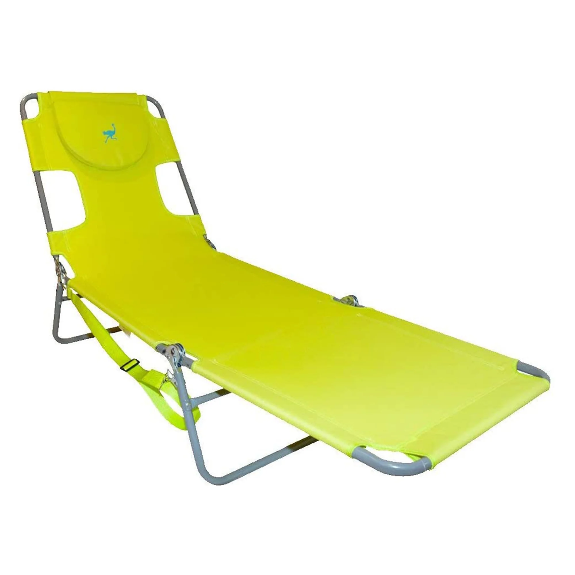 Ostrich Chaise Lounge Foldable Sunbathing Beach Chair, Neon Green (2 Pack)