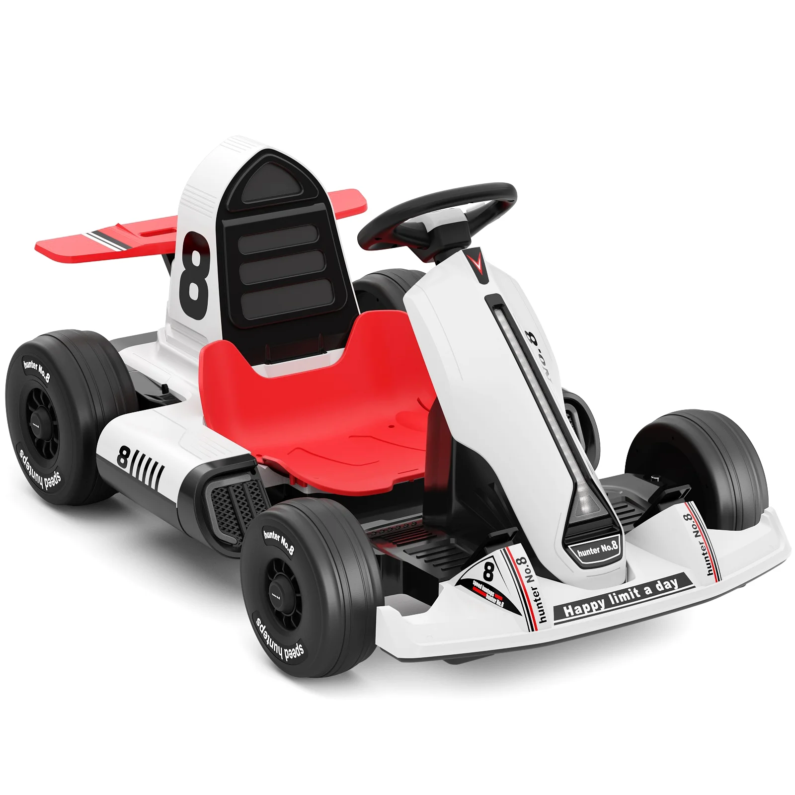 XJD Electric Go Kart 12V 7Ah Battery Powered Pedal Go Karts for 3+ Kids Adults Ride on Car Electric Vehicle Car Racing Drift Car Gift for Boys Girls with Bluetooth/FM and Remote Control, White