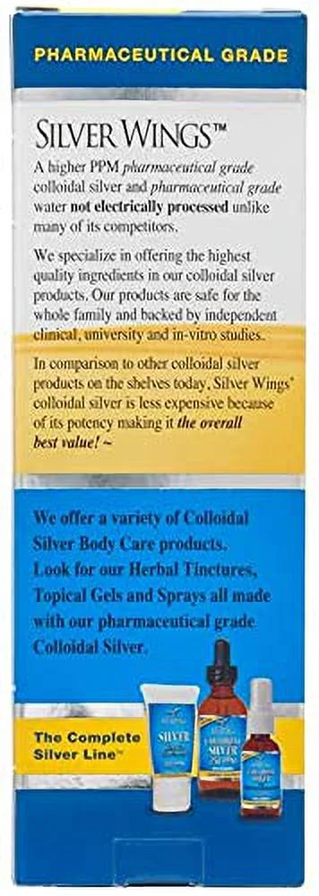 Natural Path Silver Wings Colloidal Silver Bottle 250PPM 8Oz +Dropper 250PPM 2Oz