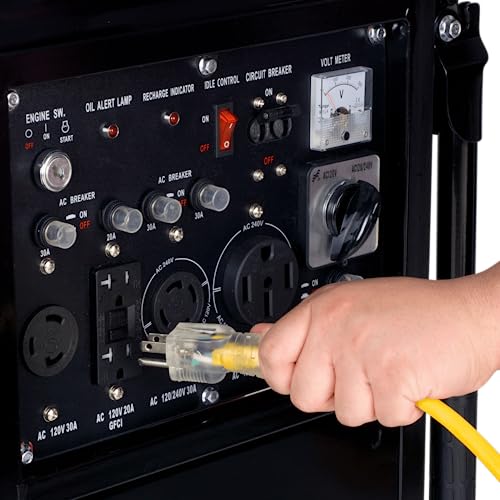 DuroMax XP12000EH 12,000-Watt Dual Fuel Portable Generator – Gas & Propane, Electric Start, Whole Home Backup Power, Transfer Switch Ready, RV & Emergency Ready