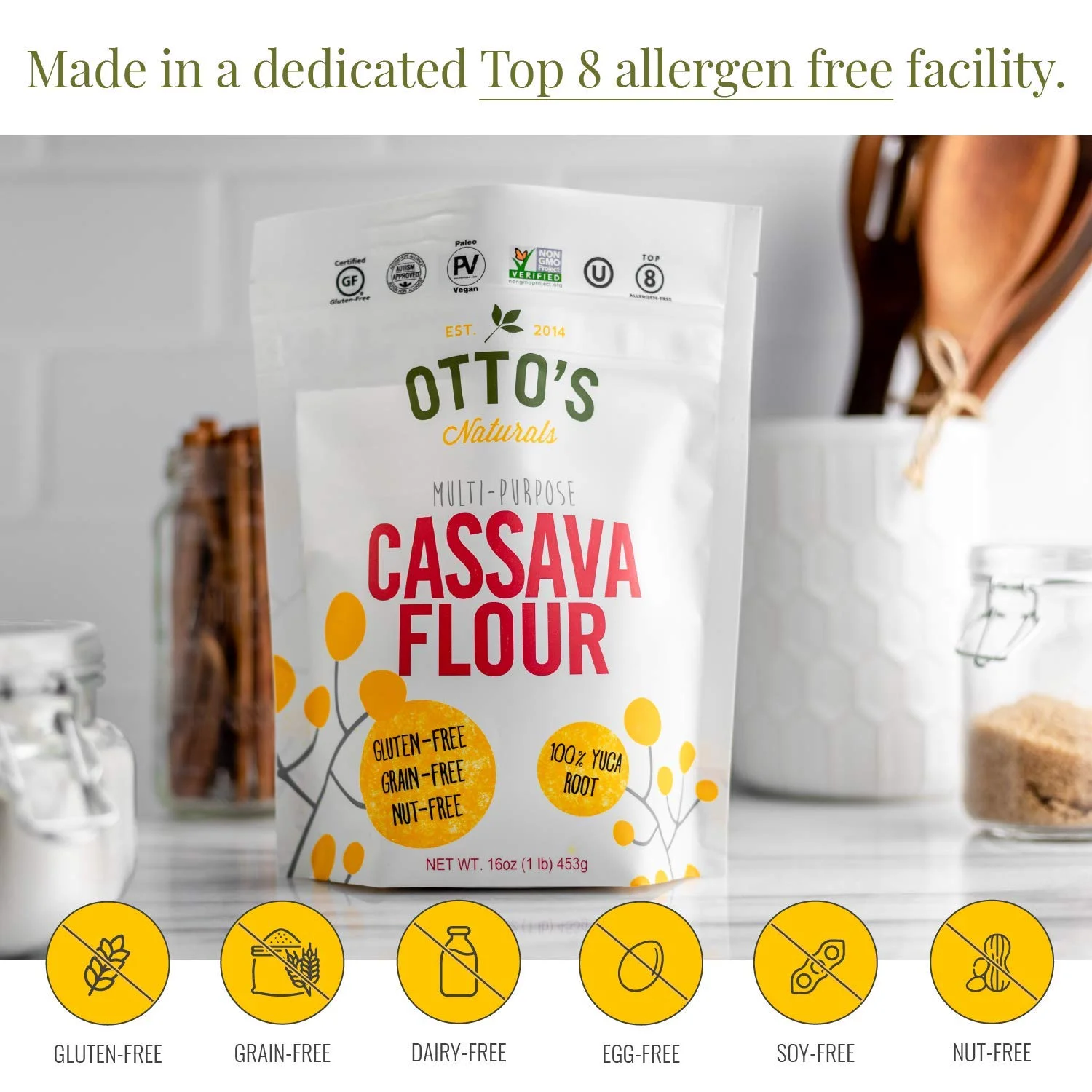 Otto's Naturals 2lb Cassava Flour - Grain-Free, Baking Flour, All-Purpose Wheat Flour Substitute