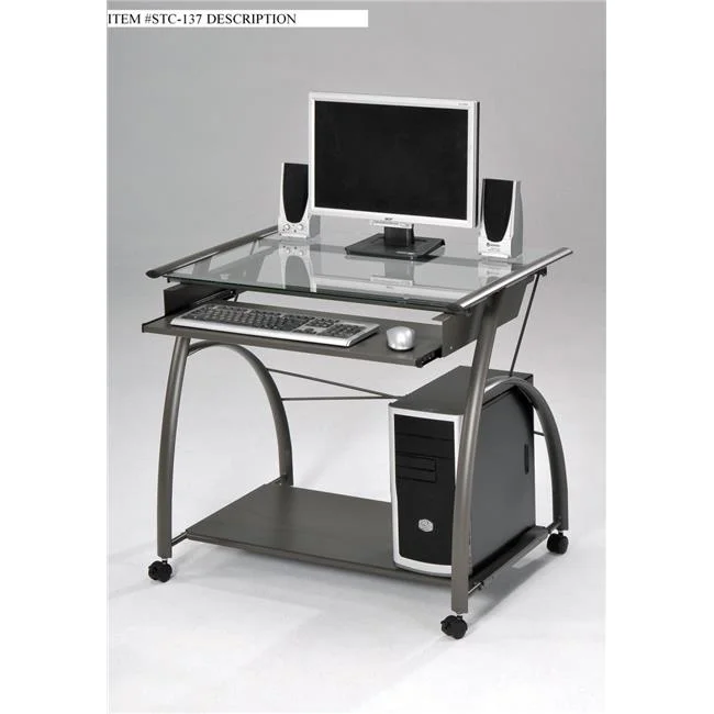 Metal Tube Computer Desk, Pewter - 32 x 24 x 30 in.