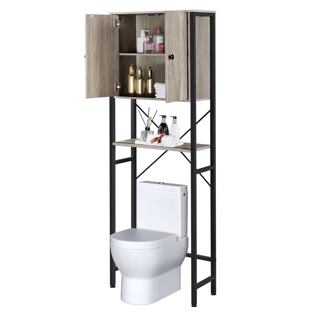 Yaheetech 3-Tier Over the Toilet Storage Cabinet with Shelf, Space Saver Organizer Toilet Storage Rack for Home, Gray