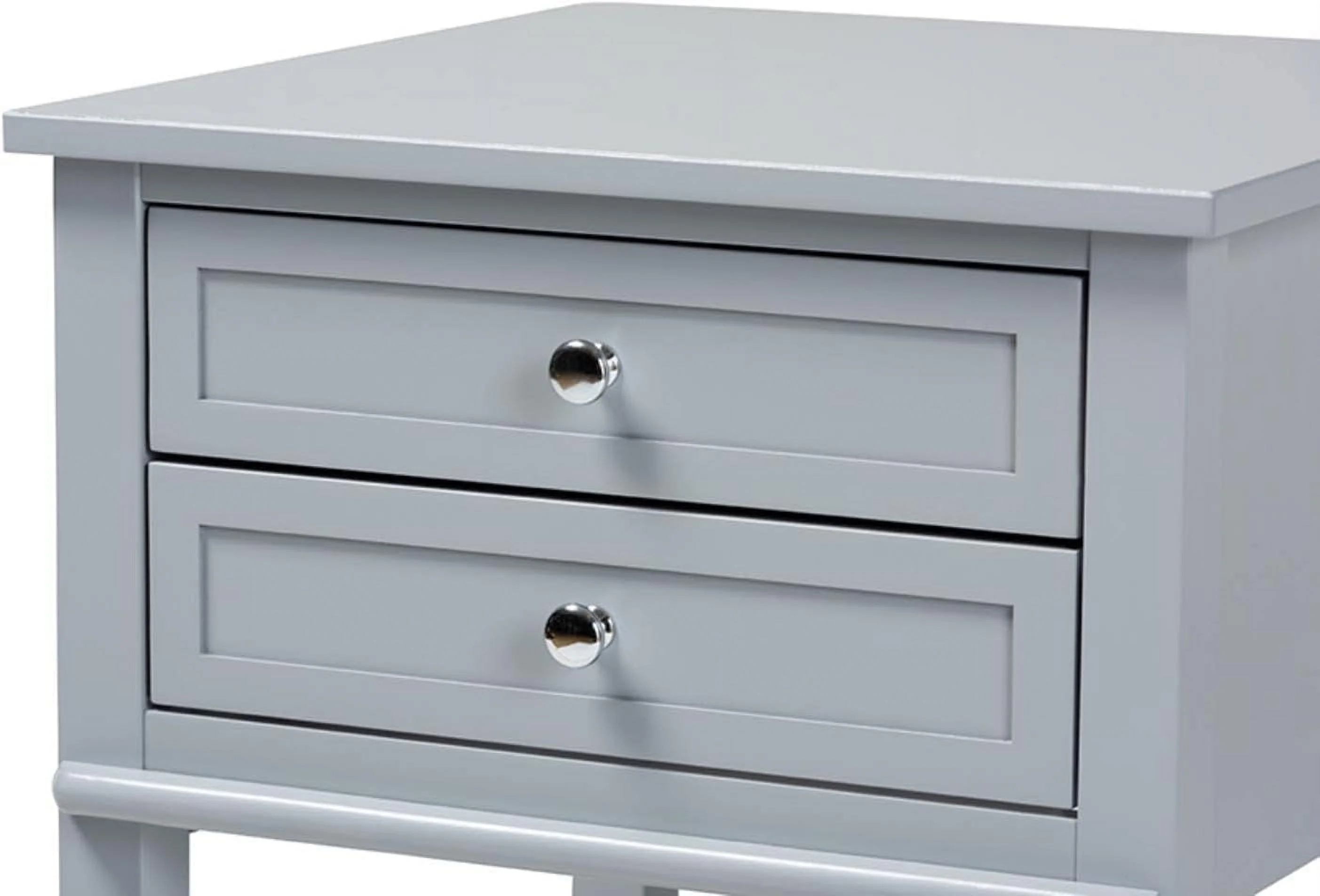 Willow Light Grey Finished 2-Drawer Wood End Table