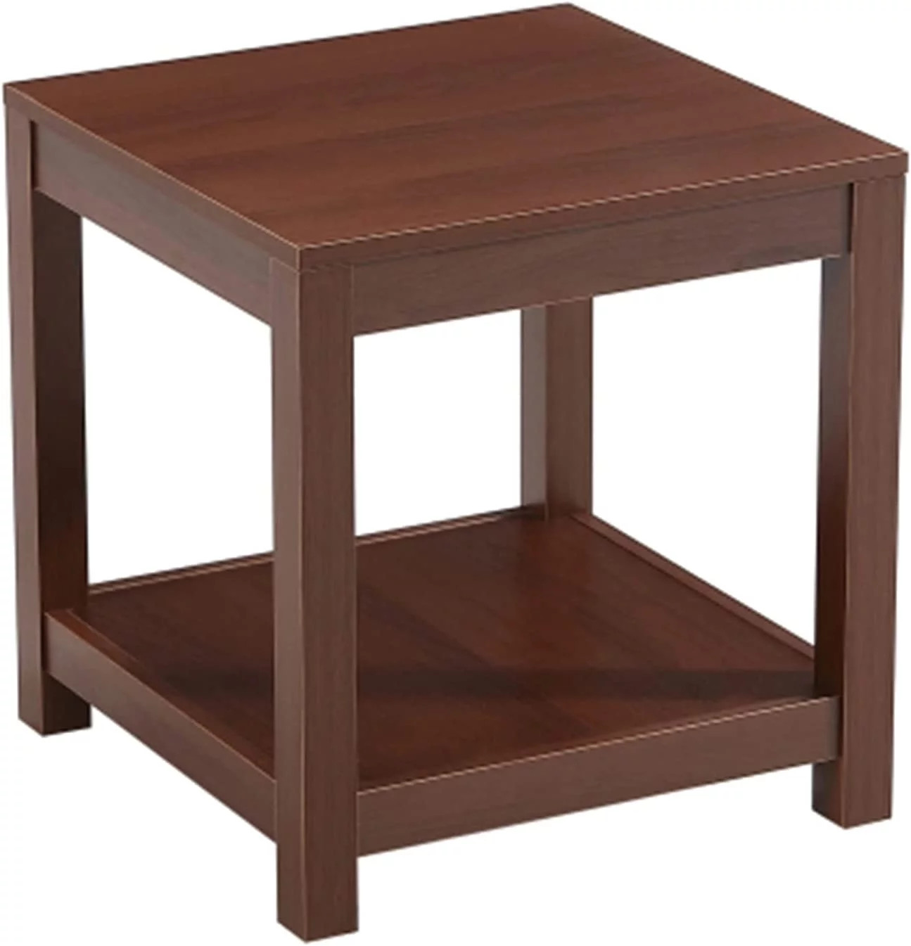 Side Table Modern Night Stand with 2-Tier Storage Shelf, Living Room Small Coffee Table, Rustic Wood Side End Table for Living Room Bedroom (Brown)