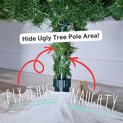 Realistic Faux Brown Bark Xmas Tree Skirt Hides Fake Pole, By Christmas Tree Hugger