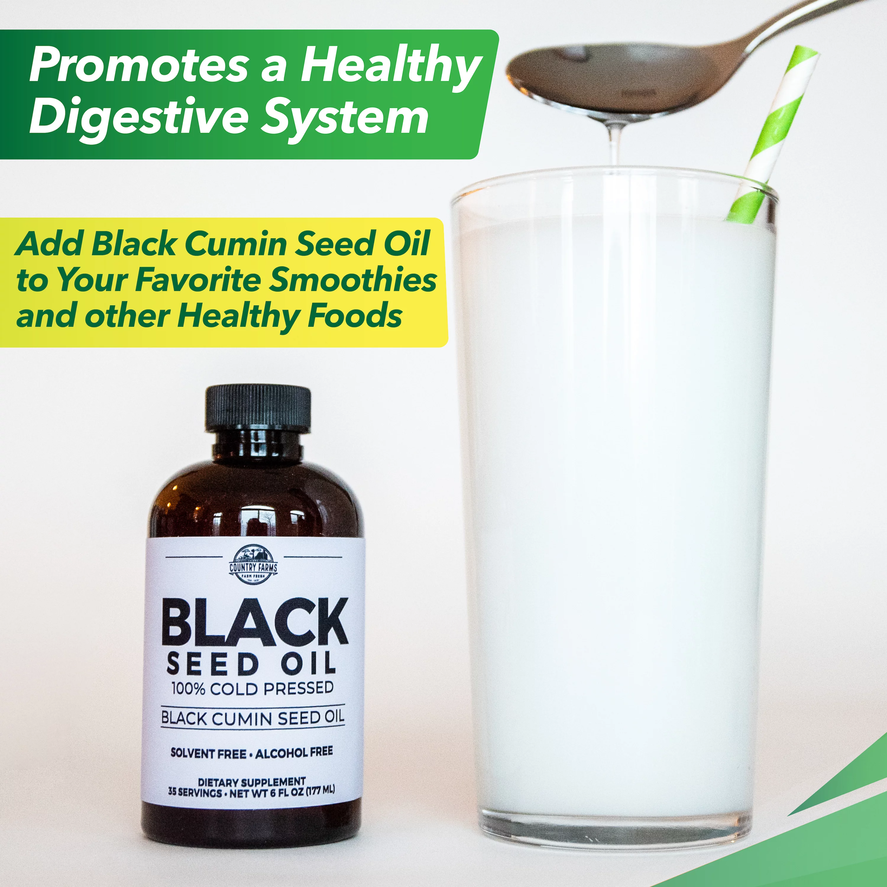 Country Farms Black Seed Oil Dietary Supplement, Black Cumin Seed Oil, Full Spectrum, Cold Pressed, 6 fl. oz., 35 Servings