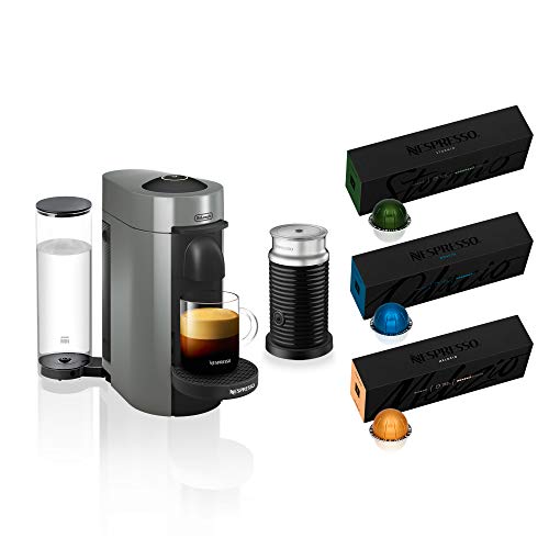 Nespresso Vertuo Plus Coffee and Espresso Maker by De'Longhi, Grey with Aeroccino Milk Frother
