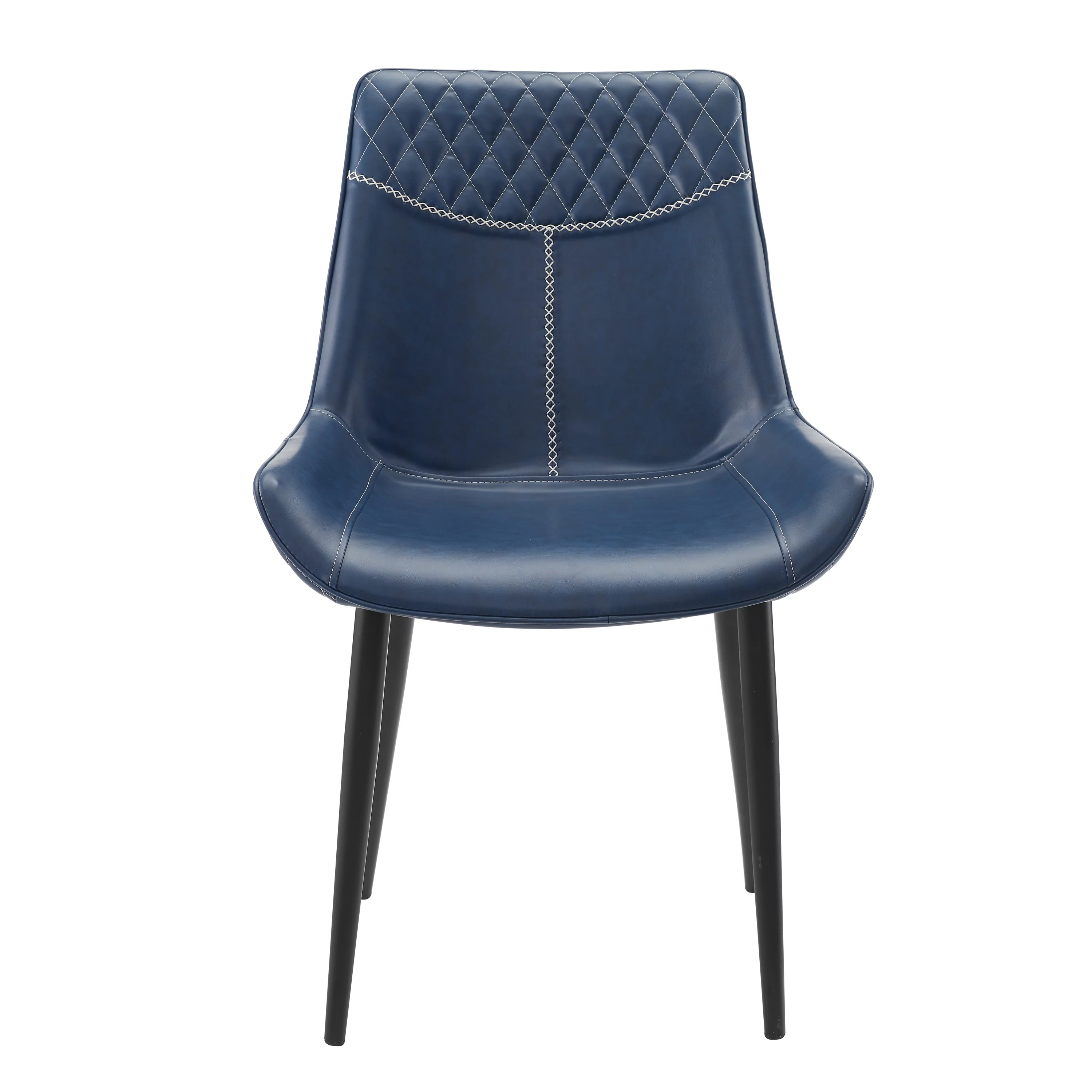 Linon Marcum Dining Chairs, Set of 2, Blue Faux Leather