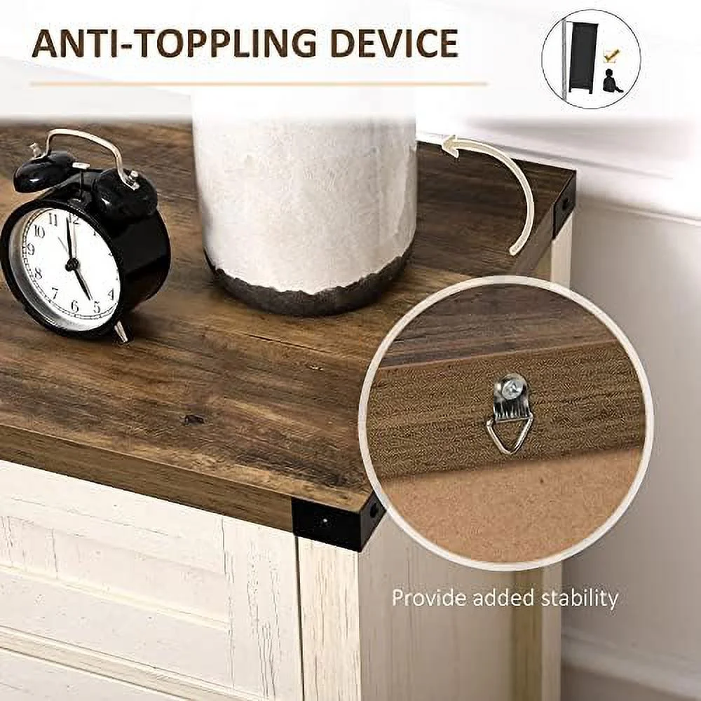 HJZBNONE Farmhouse Sideboard Buffet Cabinet  Wooden Accent Cabinet  Kitchen Cabinet with Drawer and Adjustable   Oak