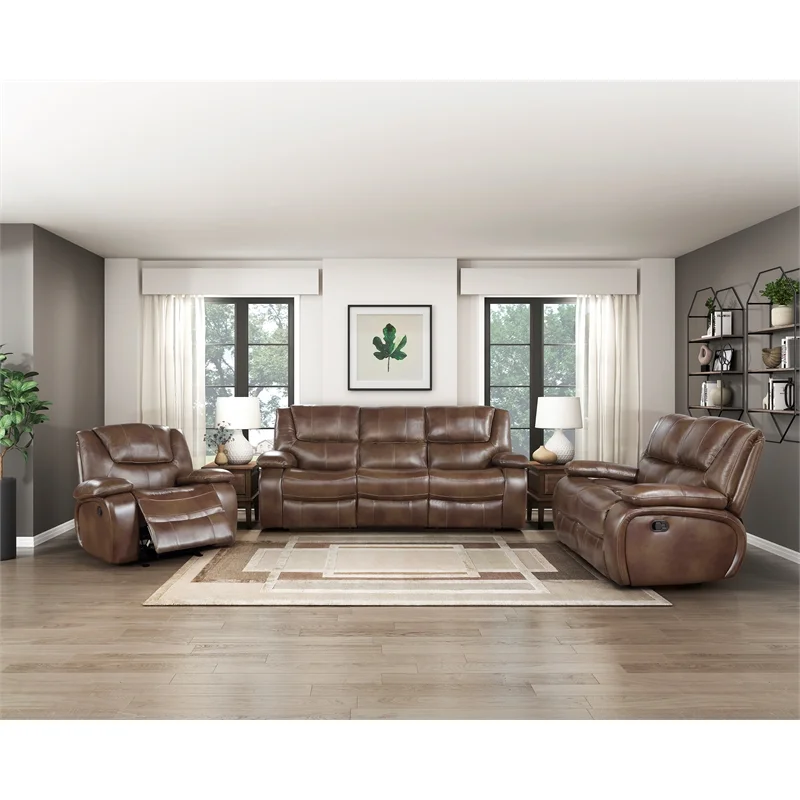 Lexicon Ellicott Leather Match Glider Reclining Chair in Brown