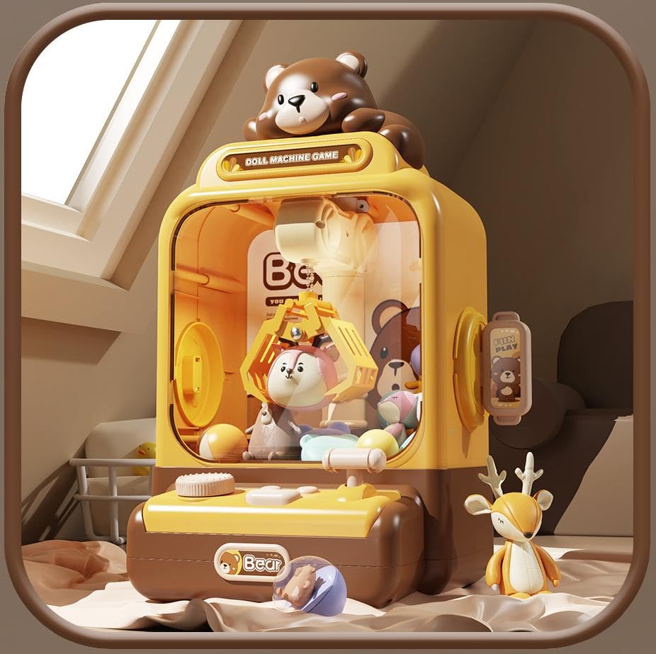 Claw Machine for Kids,Bear Small Mini Vending Machine with 20Pcs Prizes