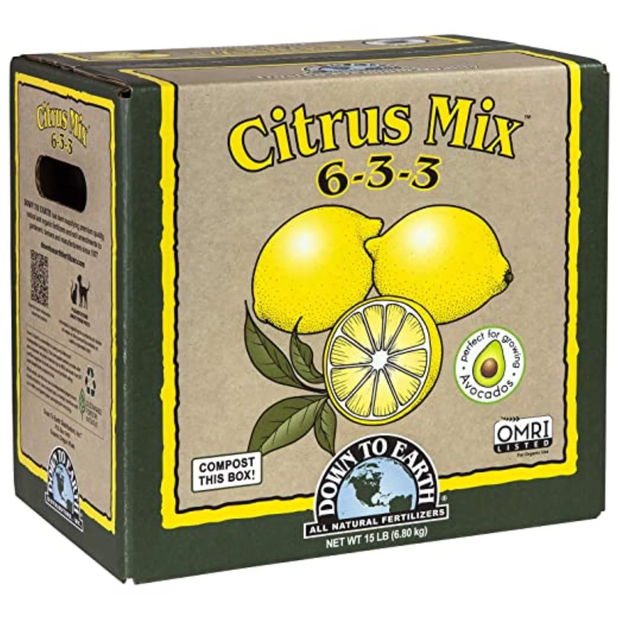 Down to Earth Organic Citrus Fertilizer Mix 6-3-3, 15 lbs.