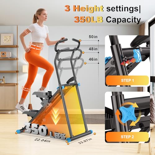 Foldable Stair Stepper Machine for Home Gym - 350LB Capacity Cardio Climber with LCD Monitor, Non-Slip Pedals & Handbar - Compact Vertical Stepping Exercise Equipment for Legs & Glutes