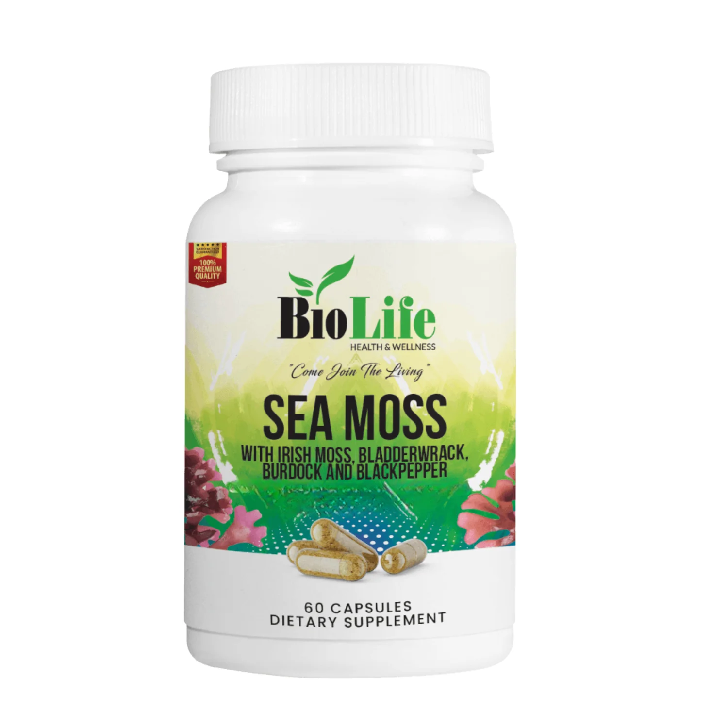 Biolife Sea Moss - With Irish Moss, Bladderwrack, Burdock and Black Pepper (60 Capsules)