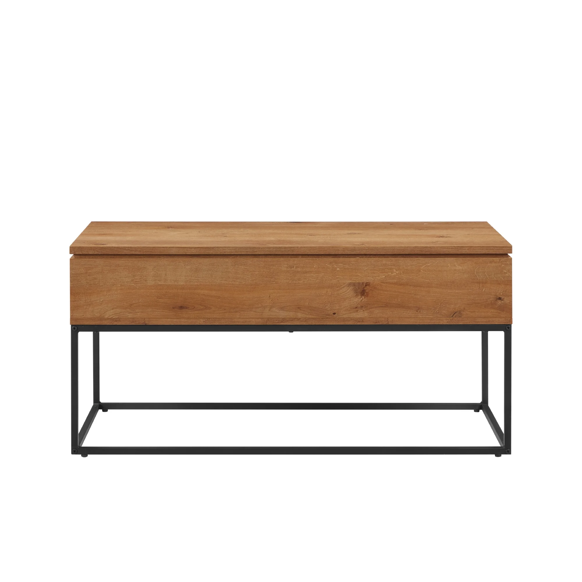 Walker Edison Modern Wood and Metal Lift-Top Coffee Table, English Oak