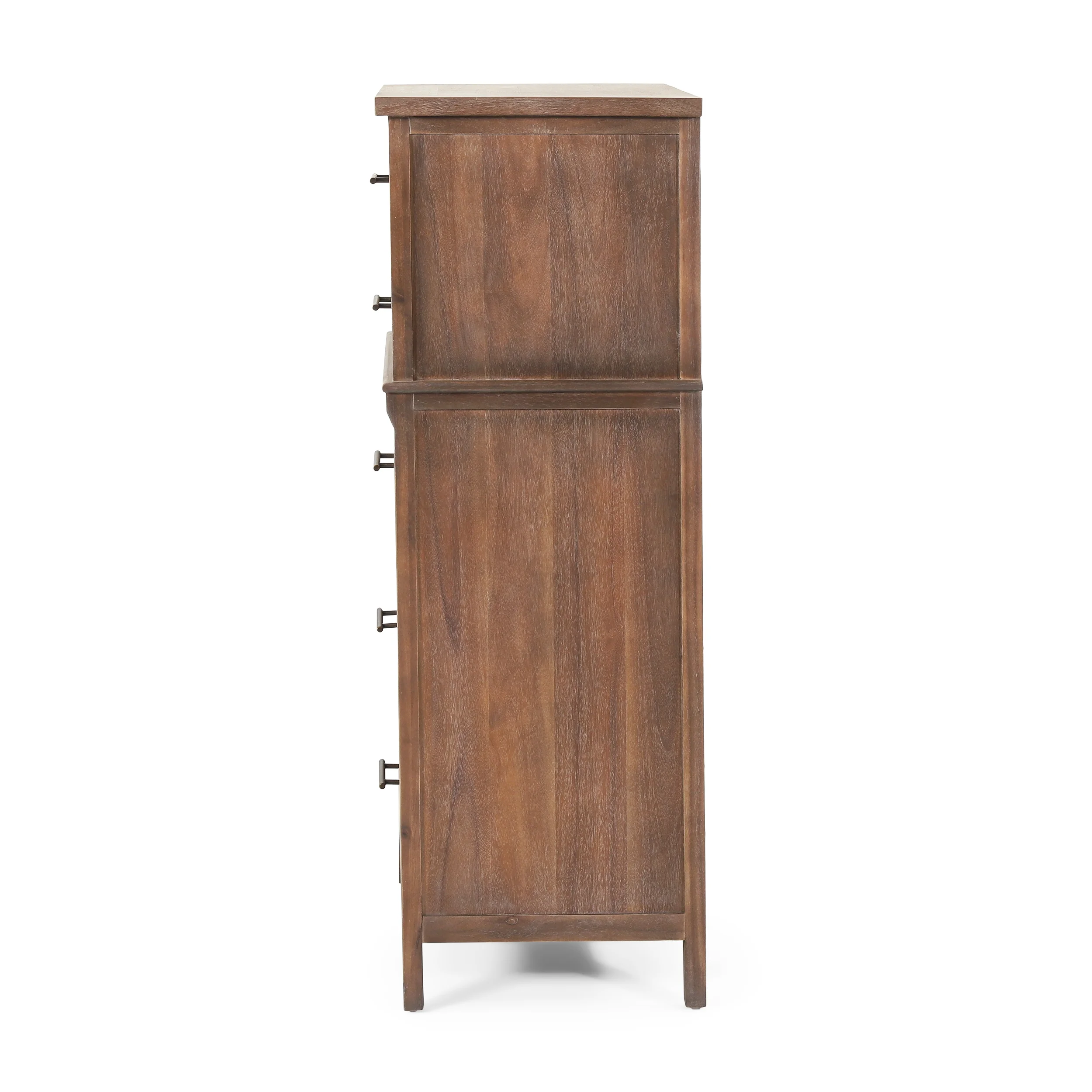 GDF Studio OkiOki Coastal Acacia Wood 5 Drawer Dresser, Light Brown Glaze