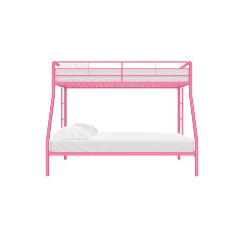 DHP Twin-Over-Futon Convertible Couch and Bed with Metal Frame, Ladder and Guardrails - Black