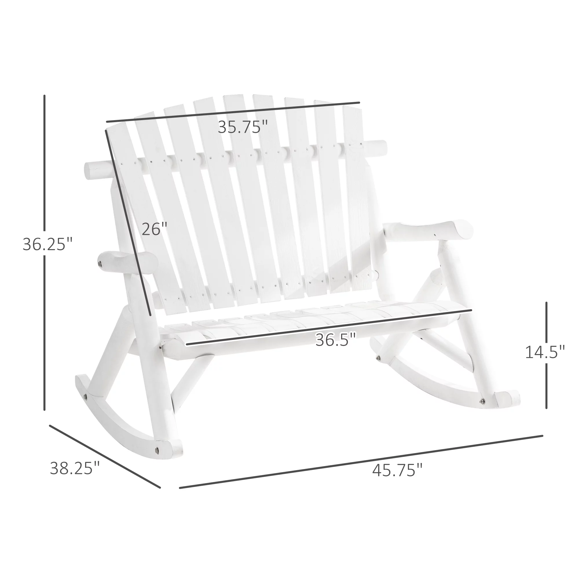 Outsunny 2-Person Wood Rocking Chair, Adirondack Rocker