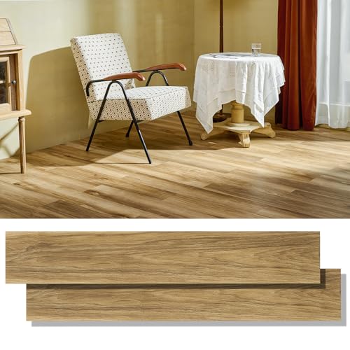 CO-Z Peel and Stick Floor Tile, Self Adhesive Vinyl Flooring 36x6 Inch, Waterproof Vinyl Tiles Removable Stickers for Living Room Bedroom Dining Room, 16-Pack 24 Sq. Feet, Light Oak
