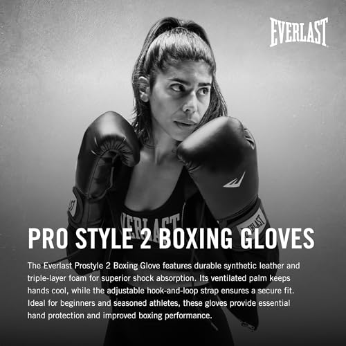 Everlast Prostyle 2 Boxing Gloves, Entry Level Training Gloves for Men and Women, Secure Fit Hook and Loop Closure & Ventilation, Heavy Bag & Speedbag Training