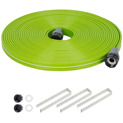 Sprinkler Soaker Hose 50FT with Holes, Garden Watering Hose with Stakes, Drip Hose Sprinkler, Efficient Saving Water for Lawn Garden and Yard, Leakproof