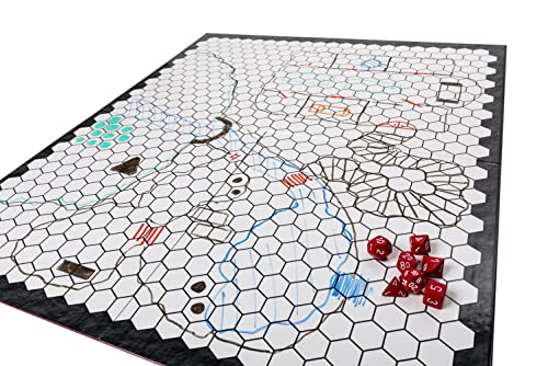 The Authentic Role-Playing Game Board by Hexers, Mat Alternative, Compatible with Dungeons and Dragons D&D DND Pathfinder RPG, 27x23 inches, 1 inch Square and Hexes Battle Grid, Foldable & Dry Erase