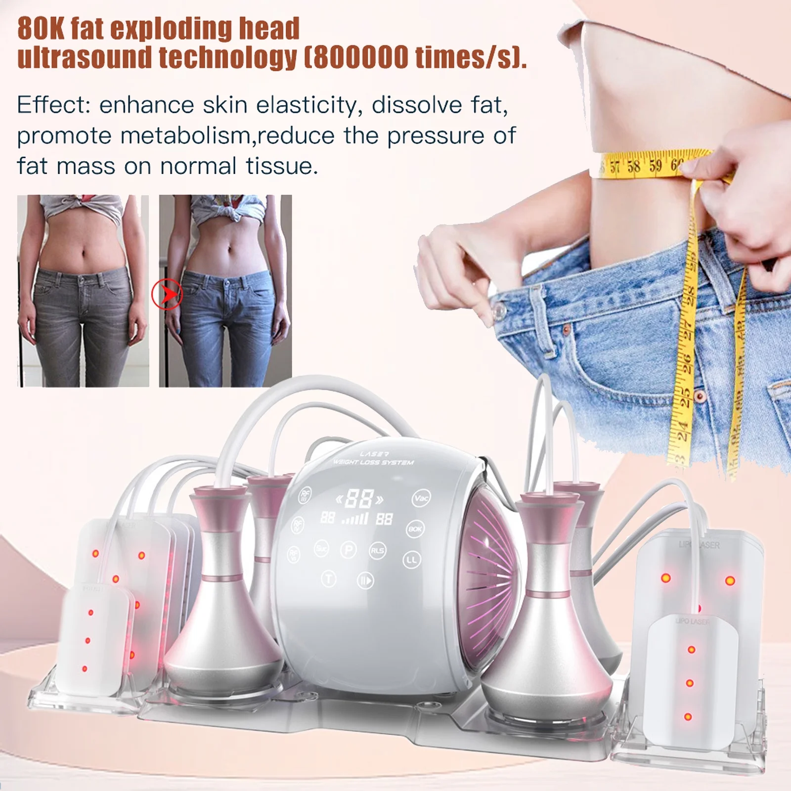 6 in 1 Cavitation Machine 80K RF Body Slimming Skin Lifting Vacuum Machine Radio Skin Frequency Facial Care Beauty Machine