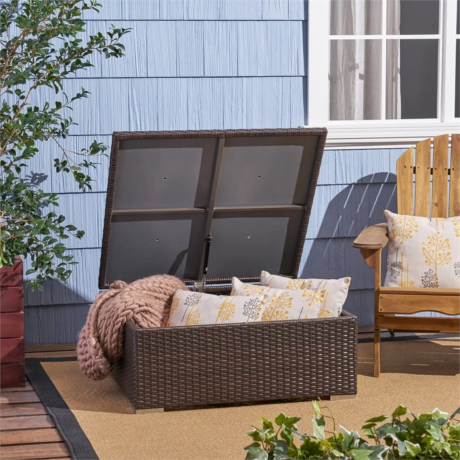 Noble House Santa Outdoor Wicker Storage Coffee Table