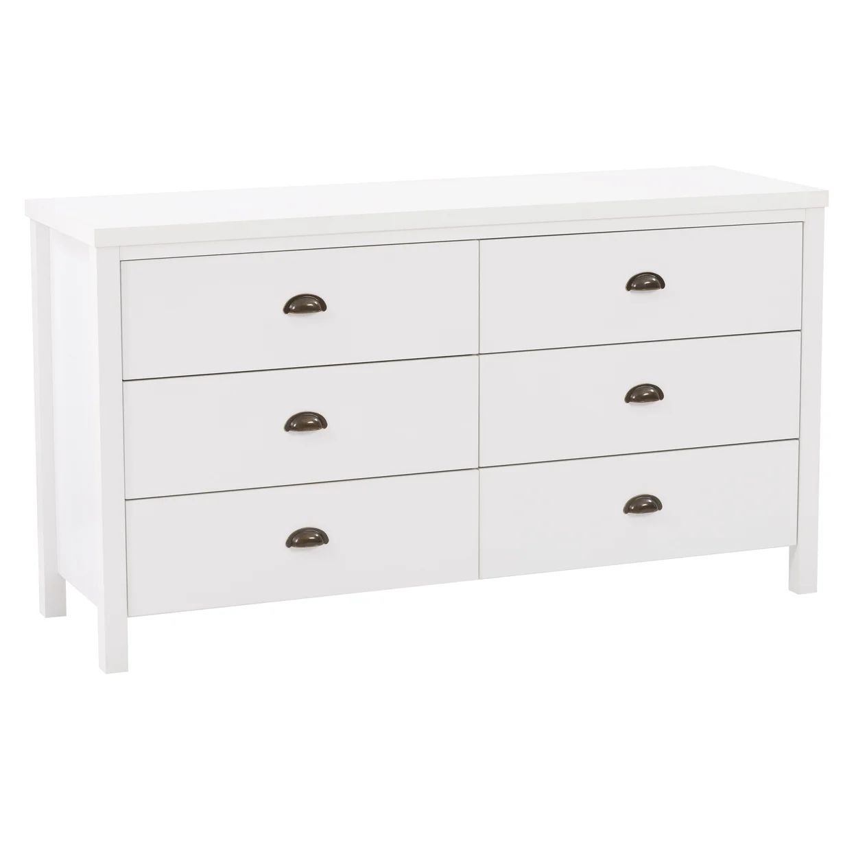 Boston White Engineered Wood Grain Finish 6 Drawer Wide Dresser