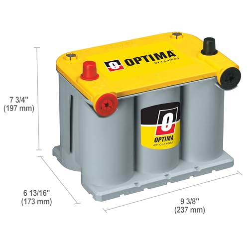OPTIMA Batteries High Performance D75/25 YellowTop Dual Purpose Sealed AGM Car, Truck and SUV Battery, 620 CCA, Dual Terminal, Maintenance Free, Versitile Mounting