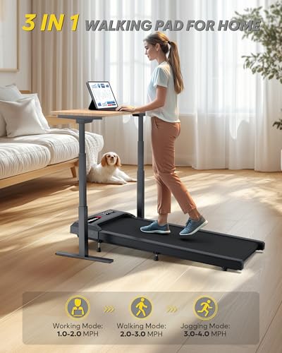 Walking Pad with Incline, Walking Pad Treadmill 300lb Capacity, Under Desk Treadmill Works with KINOMAP WELLFIT, 2.5HP Running Pad Small Treadmill for Home Office Apartment