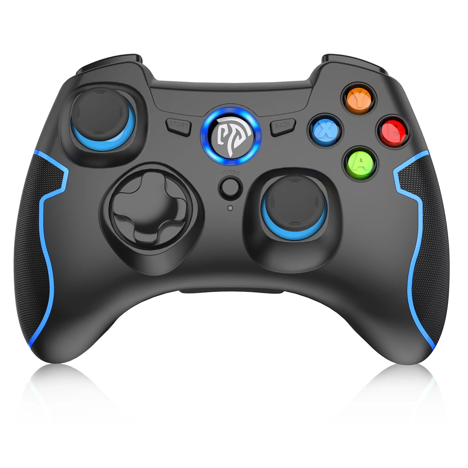 HTQ Wireless Gaming Controller for PC Windows XP/7/8/10, PS3, TV Box, Laptop 2.4GHz USB PC Remote Joystick with Dual Vibration Turbo, Black