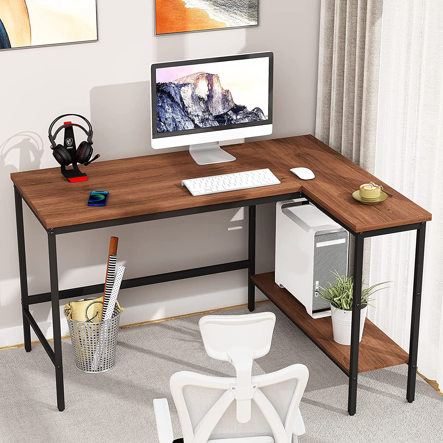 Andeworld L Shaped Corner Computer Desk 46