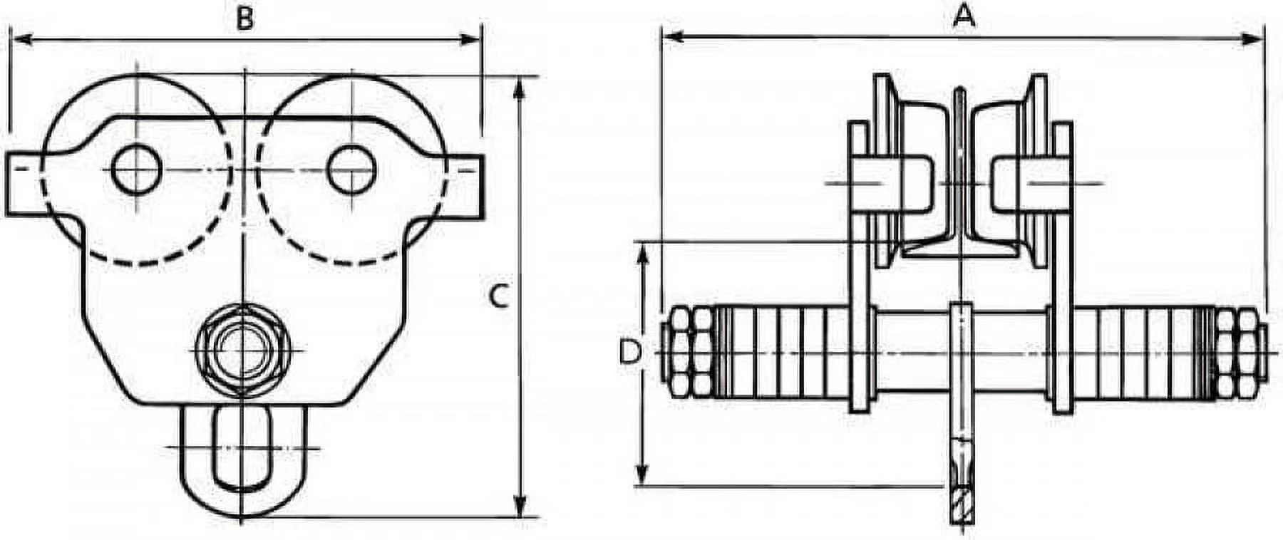 OZ Lifting Products B1583484 1 Ton OZ1PBT Push Beam Trolley