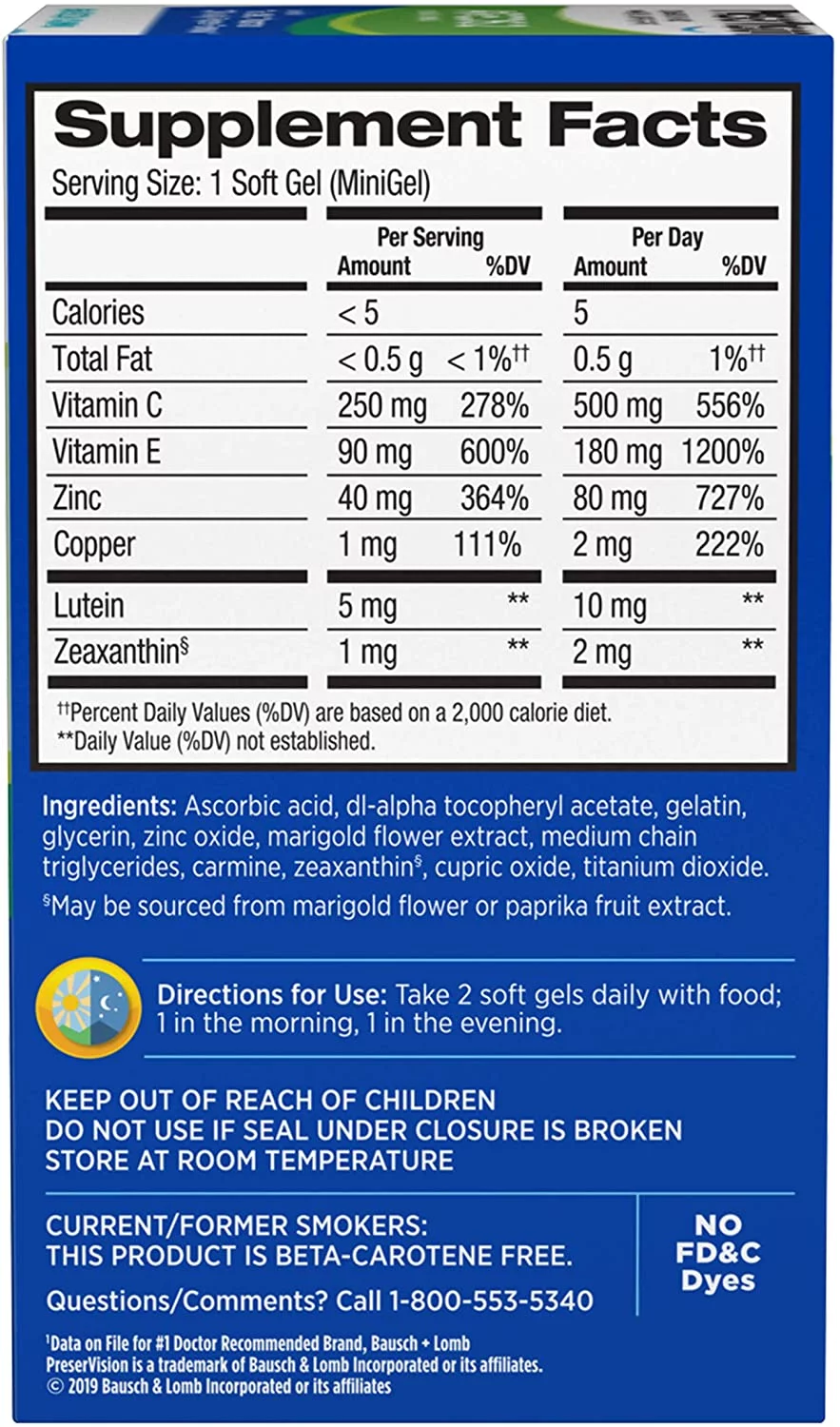 PreserVision AREDS 2 Eye Vitamin & Mineral Supplement, Contains Lutein, Vitamin C, Zeaxanthin, Zinc & Vitamin E, 120 Softgels (Pack 4)