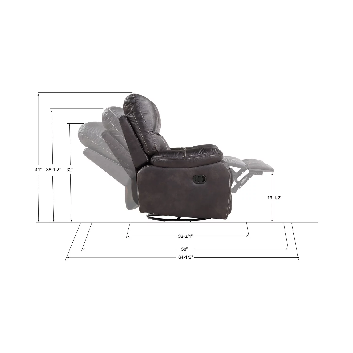 Wallace & Bay Hooper Dark Gray Swivel Reclining Glider with Swivel, Glide, And Recline Motion