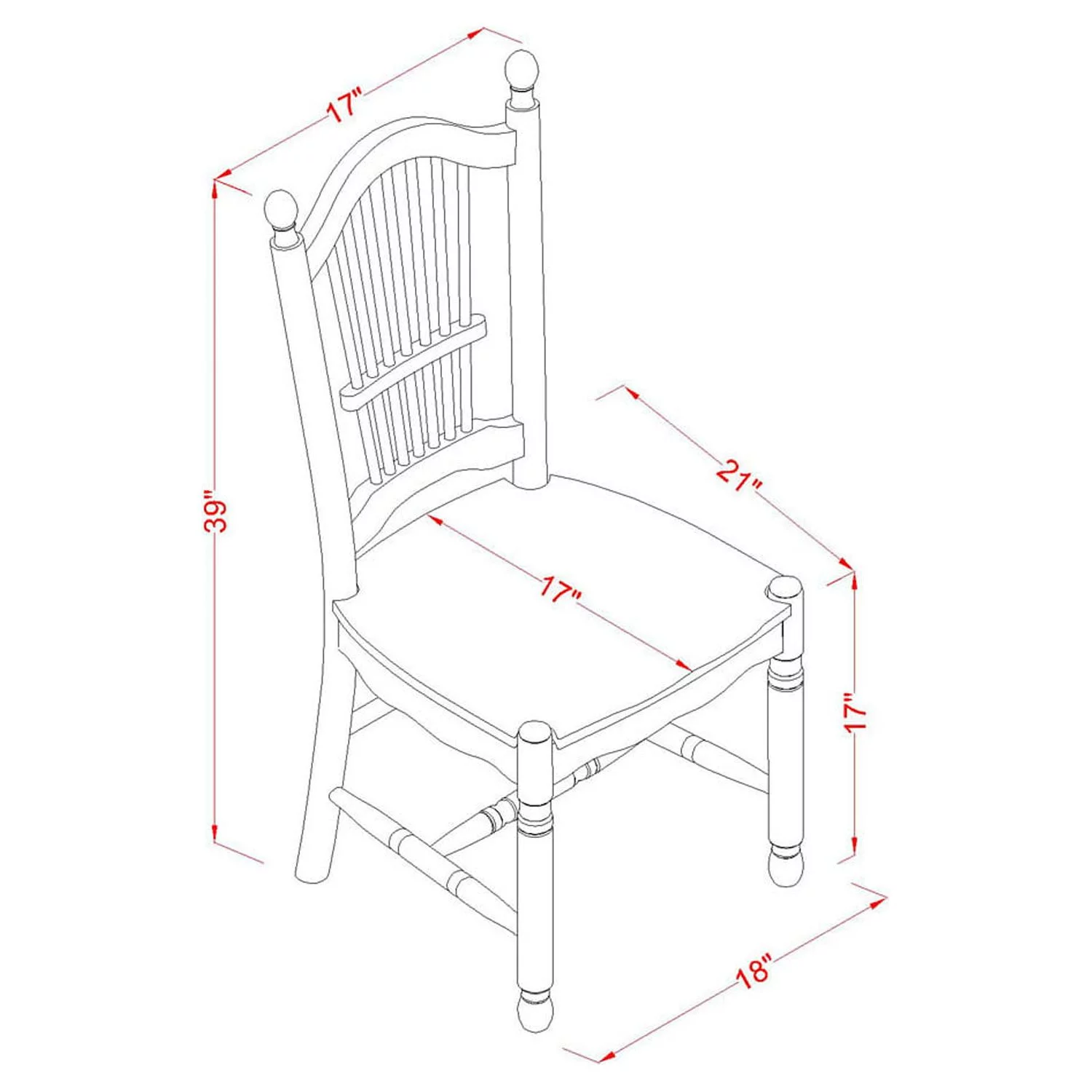 East West Furniture Antique 5-piece Wood Dining Set with Round Table in Mahogany