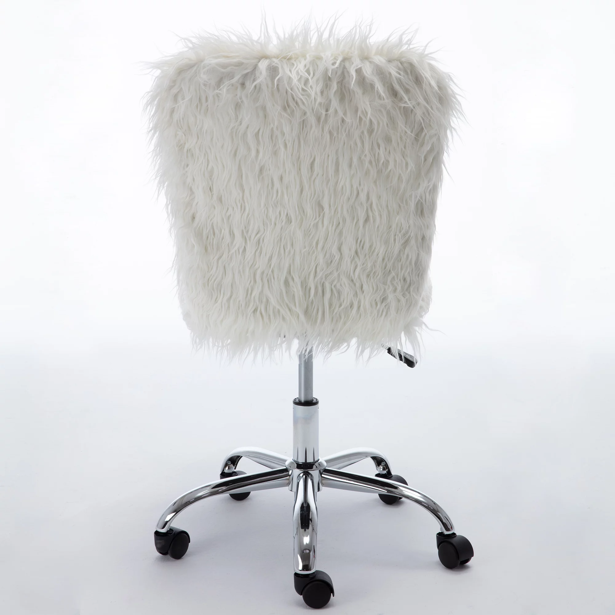 Mefine Vanity Armless Office Chair, Makeup Vanity Fluffy Chair,White