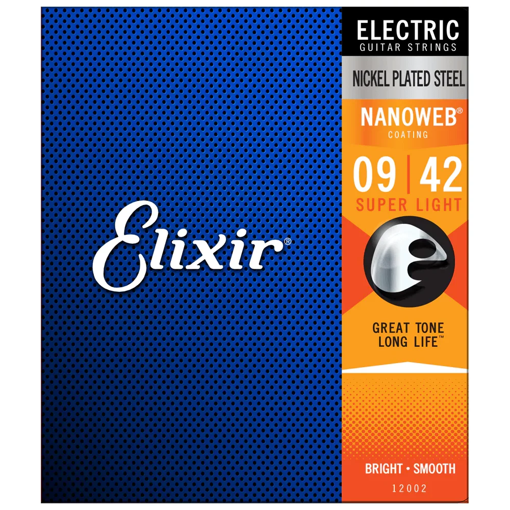 3 Sets! Elixir NANOWEB Nickel Electric — 12002 Super Light .009-.042