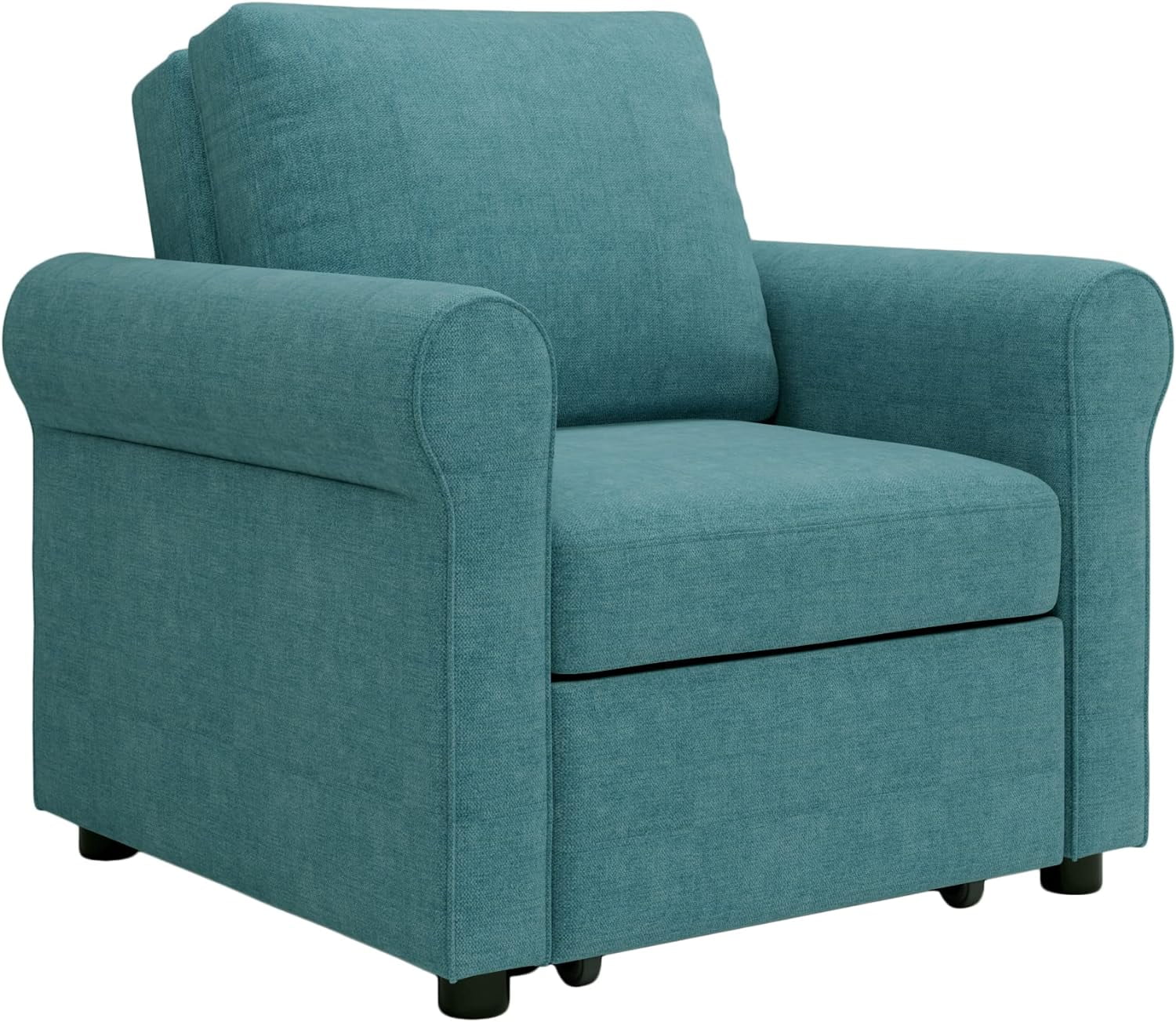 Convertible Sleeper Chair Bed, 3-In-1 Single Chair Bed With Adjustable Backrest, Pull Out Sleeper Chair Futon Sofa Chair, Modern Linen Fabric, Teal